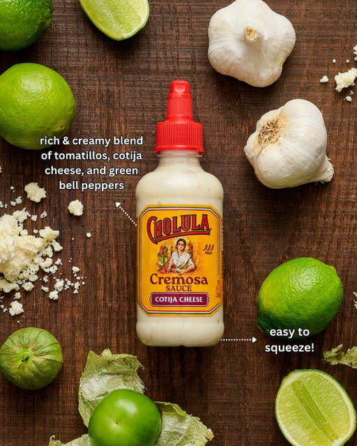 a rich and creamy blend with a subtle kick of heat, drizzle Cotija Cheese Cremosa Sauce on tacos, enchiladas, and more for the perfect finishing touch!