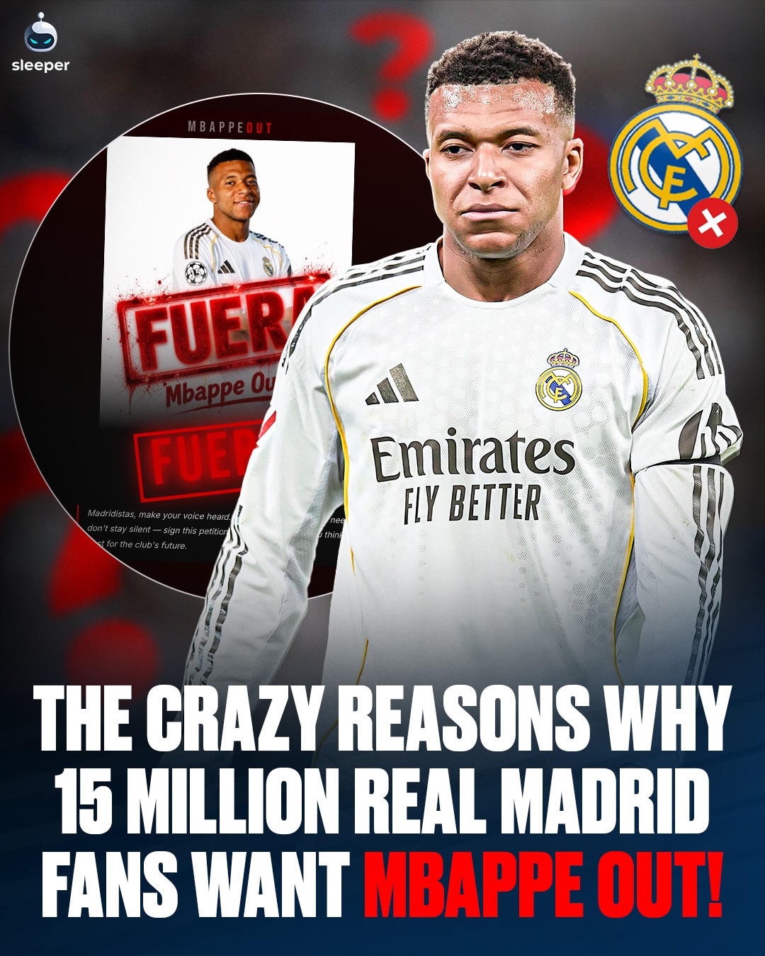 Mbappe’s Real Madrid dream has turned into a NIGHTMARE?! 😭

Kylian Mbappe dreamt of playing for Los Blancos as a kid… fast forward to now and over 15 million Madridistas have signed a petition demanding he leaves the club. 😬

Is this reaction from the fans in anyway justified or is it simply harsh on a lifelong Real Madrid fan? 🤔

#laliga #halamadrid #france