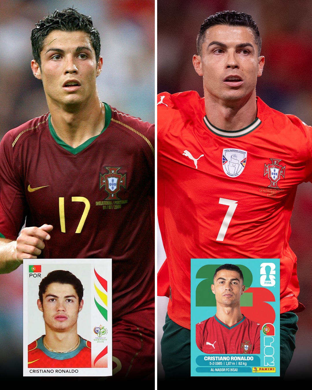 A primeira (2006) 🆚 a última (2026) Copa do Mundo deles... Cristiano Ronaldo e Messi vão fazer MUITA FALTA! 🥹❤️ Quem aí teve o álbum de figurinhas da Copa de 2006?

#FutebolNaESPN #ESPN2026