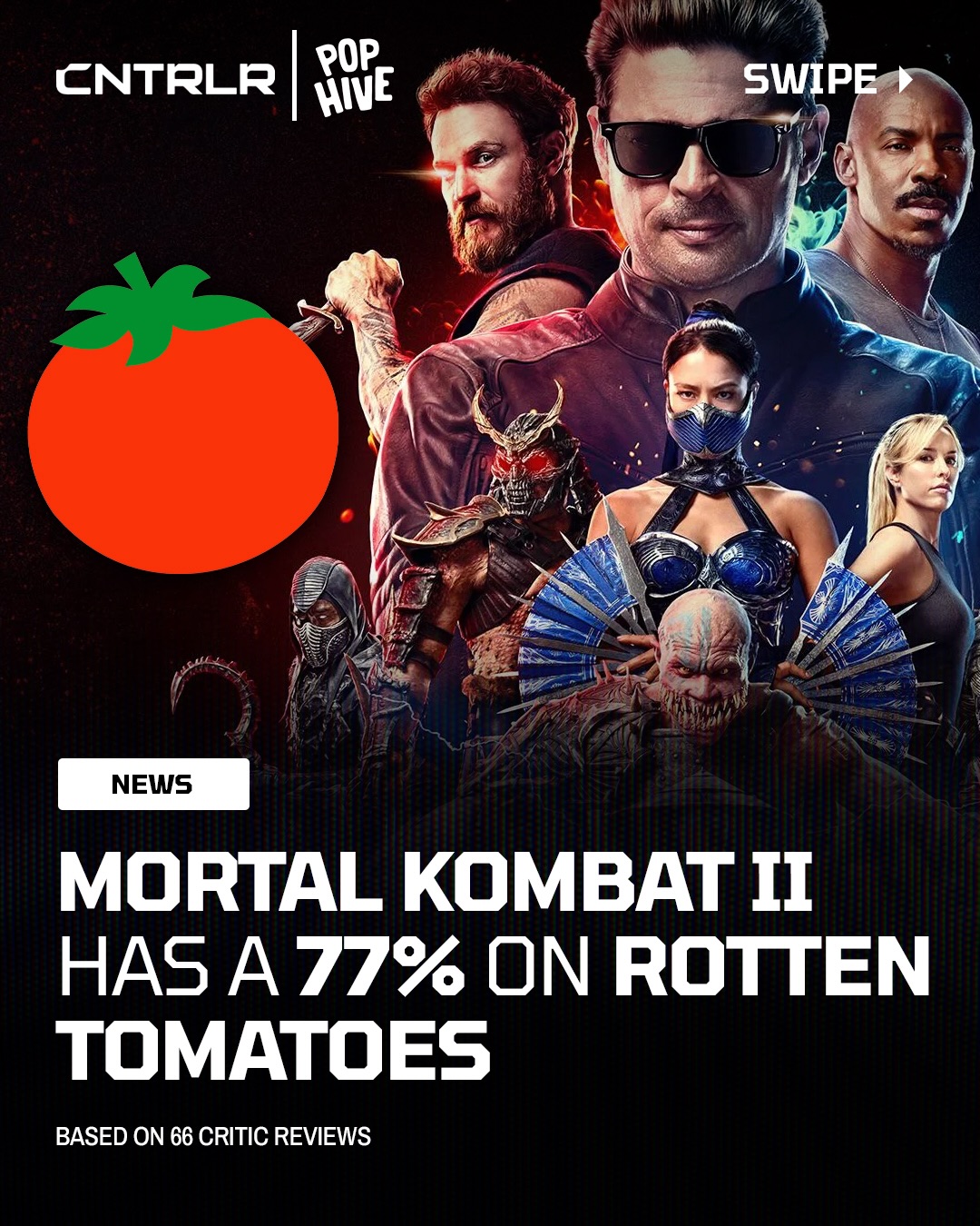 Mortal Kombat II has a 77% on Rotten Tomatoes‼️🍿

The movie releases in theaters this Friday, May 8. Y’all watching it on day one⁉️