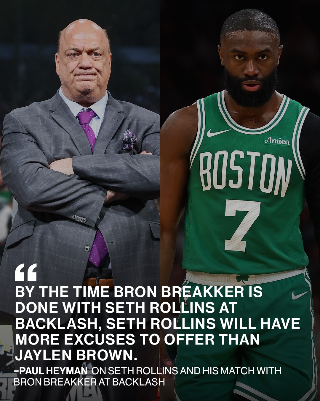 Paul Heyman throwing crazy shots at Jaylen Brown 😂😂 

📸 @gettyimages // @paulheyman