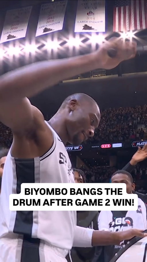 @bismackbiyombo BANGS THE DRUMS after the @spurs win Game 2 to tie the series 1-1! 🥁 SAS/MIN Game 3: Friday, 5/8 at 9:30pm/et on Prime 

NBA Playoffs presented by @google