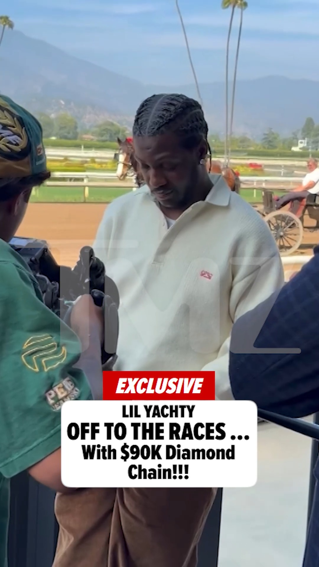 Lil Yachty doesn't need a fancy hat for the Kentucky Derby—he's got a new $90K chain for the occasion.

Jeweler Erin Barnett hand-delivered the expensive ice, a custom diamond chain and racehorse pendant, at SoCal's Santa Anita racetrack on Derby Day. 💎🐎