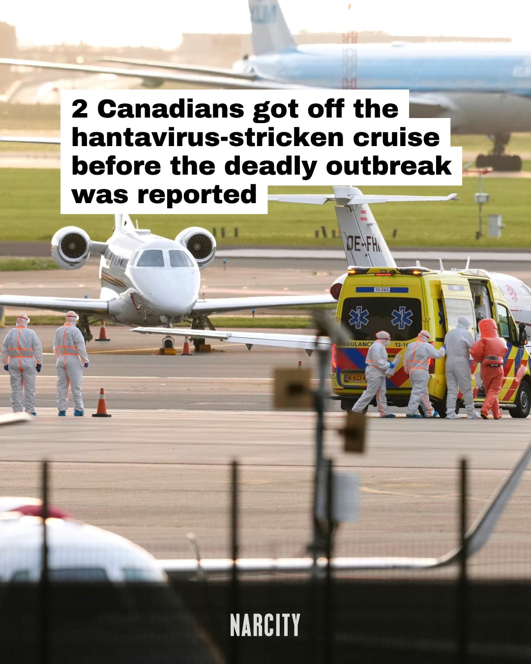 Two Canadians were among the 30 passengers who got off a cruise ship before a deadly hantavirus outbreak onboard was officially reported, and now Canadian health officials say they're reaching out to them with guidance on isolation and public health measures.

The passengers disembarked on the remote South Atlantic island of St. Helena on April 24. The body of a Dutch man who died on April 11 was taken off the ship that same day.

Eight cases of the rare virus, including three deaths, have now been linked to the ship. Around 150 people are still on board.

Full story at the link in the @narcitycanada bio.

📸: Peter Dejong | AP Photo