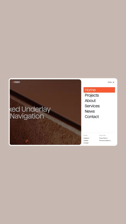 Together with @webflow, we’re bringing a couple of advanced resources to the community, for free! Each with a dedicated YouTube tutorial.

The first one is this ‘Fixed Underlay Navigation’, where the page content slides away to reveal the menu underneath. It’s built with @gsap_greensock new easeReverse property, which lets a single timeline drive both the open and close animation.

Watch @by.ilja do a live build, and find the free Webflow Cloneable in the YouTube description. Link in bio! 🔗