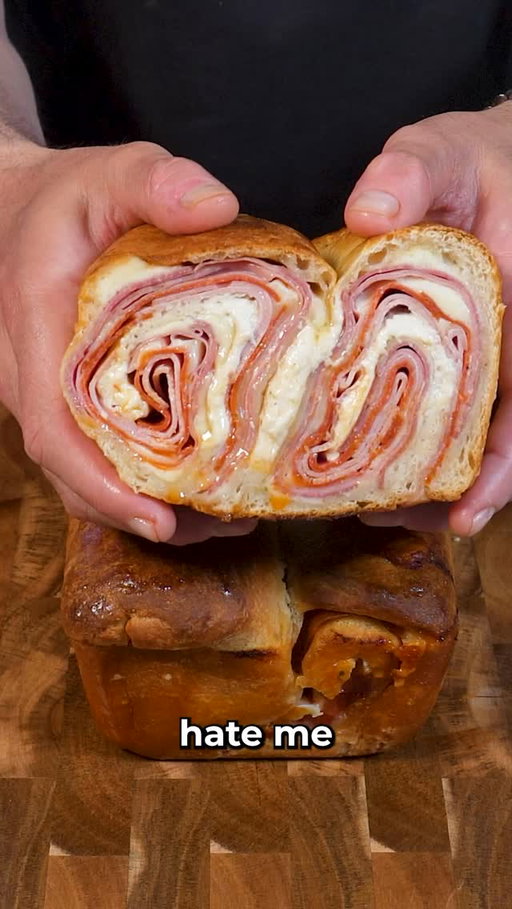 Stuffed Italian Combo Sandwich. Comment “recipe” and I’ll DM you the steps and ingredients to make this at home!