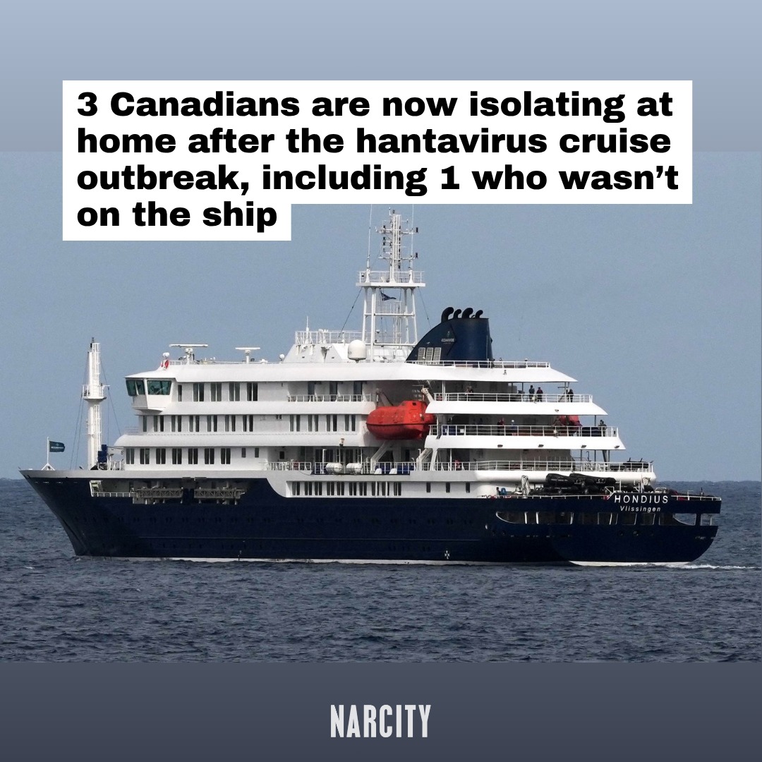 Three Canadians are now self-isolating at home in Ontario and Quebec after possible hantavirus exposure from the same deadly outbreak currently plaguing a cruise ship still at sea with 150 people on board. 

Two were passengers who left the ship nearly two weeks ago, before the outbreak had been reported, while a third Canadian who wasn't even on the cruise may have been exposed after sharing a flight with them. 

Officials say all three are asymptomatic right now, but public health teams are monitoring the situation daily and the isolation period could last around 30 days.

More details at the link in the @narcitycanada bio.

📸: Misper Apawu | AP Photo