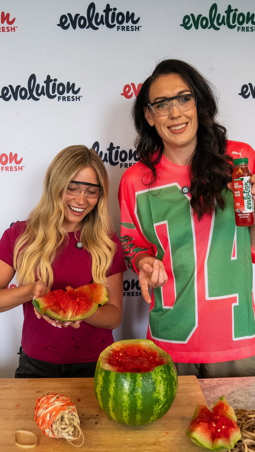 #ad Things got a little explosive on set. 🍉💥 Talk about ending an interview with a bang. Good thing @evolutionfresh Mighty Watermelon juice is cold-pressed and ready to cool things down after this. #EvolutionFresh #MightyWatermelon