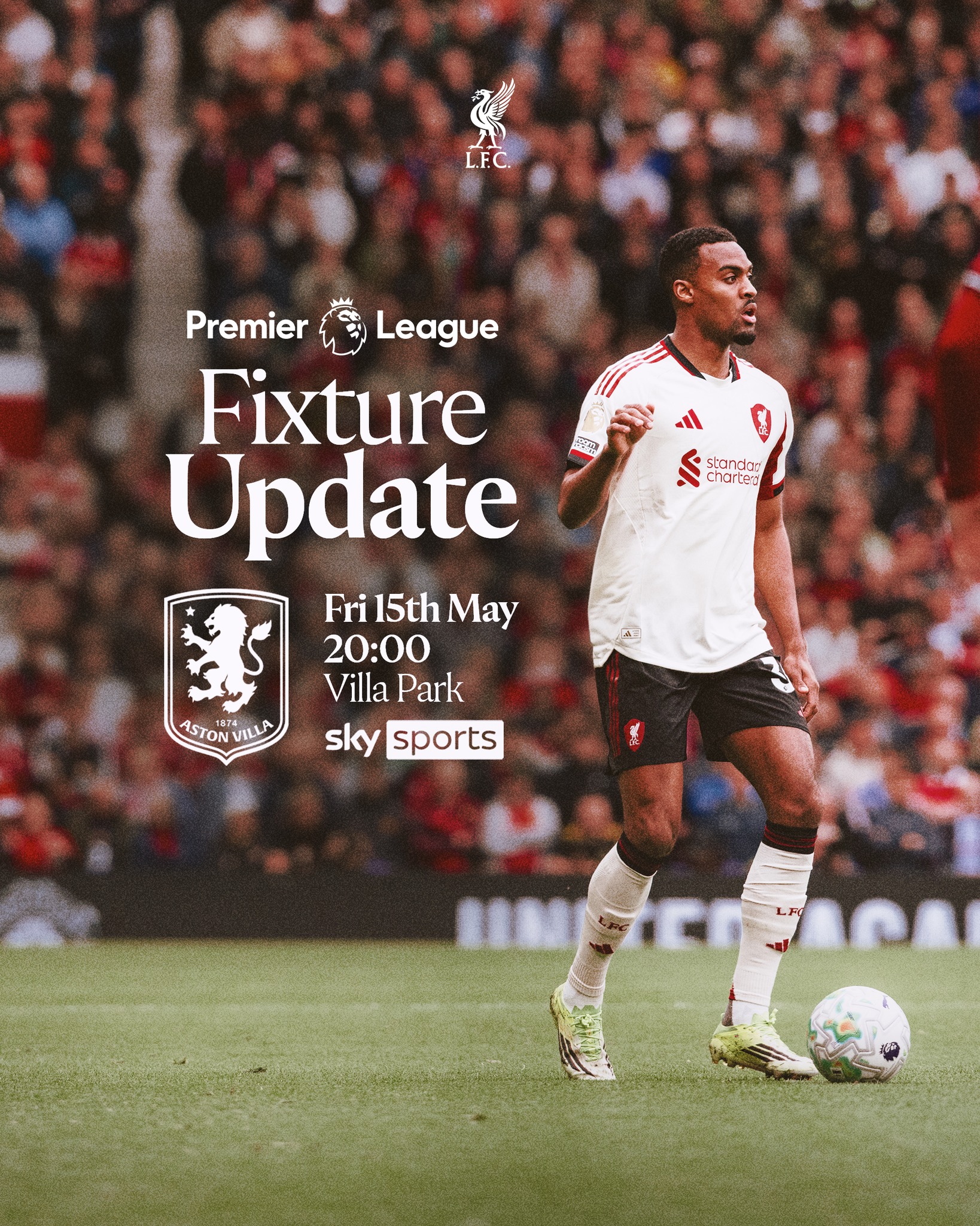 Our @premierleague fixture at Aston Villa will now be played on Friday May 15 🗓️
