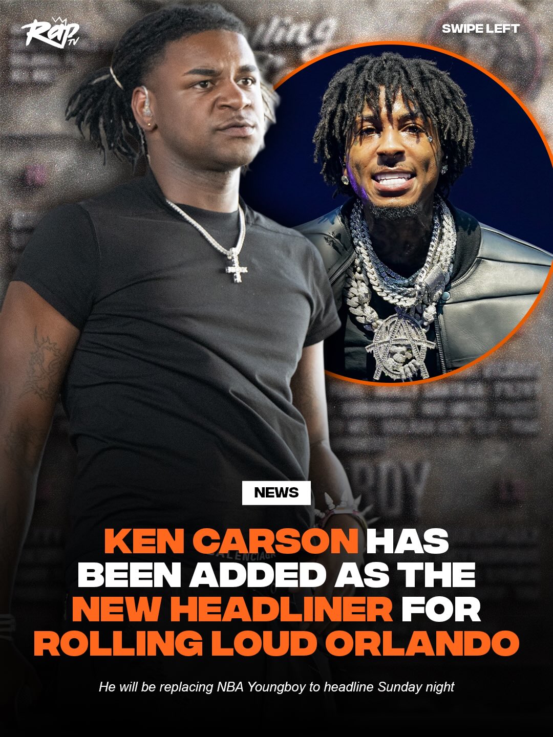 #KenCarson will now be headlining Rolling Loud Orlando‼️🤯

He will replace NBA YoungBoy’s Sunday set. 

Y’all ready for Ken⁉️🤔