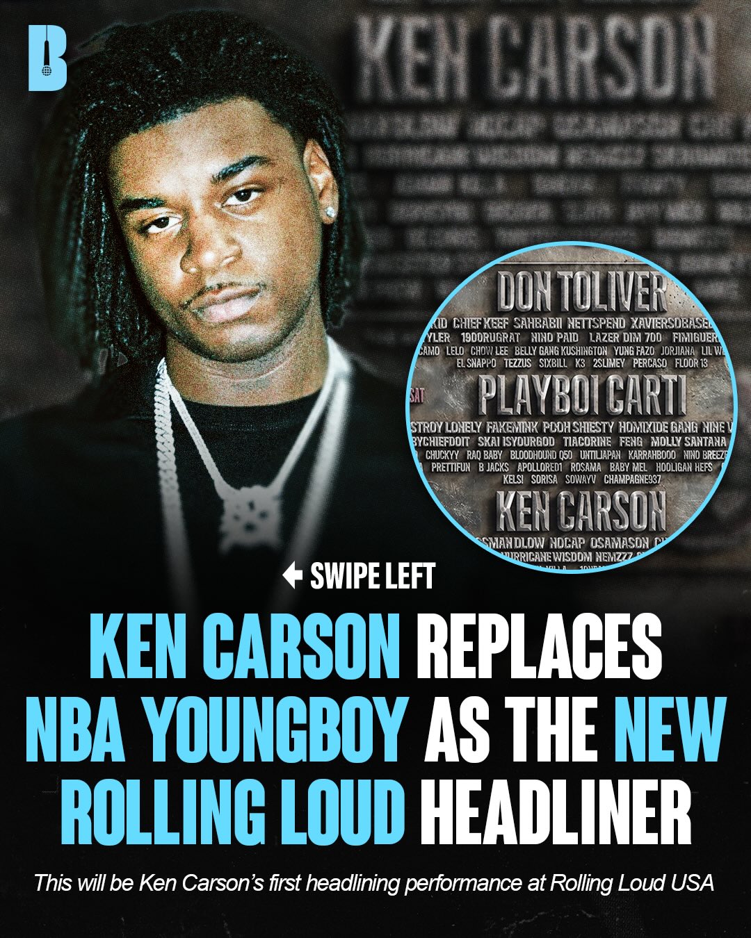 KEN CARSON IS REPLACING NBA YOUNGBOY AT ROLLING LOUD USA THIS SUNDAY🤯

ARE YOU HYPED?
