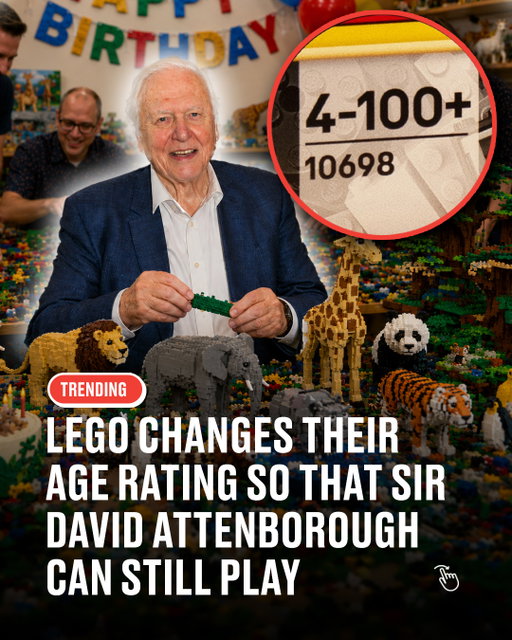 LEGO just made a wholesome change for Sir David’s 100th 🧱❤️⁠
⁠
The brand has updated its iconic age limit from ‘4–99’ to ‘4–100+’ in a birthday tribute to Sir David Attenborough, alongside the message: “Updated for you, Sir David”.⁠
⁠
It comes as part of a post celebrating the legendary broadcaster turning 100, with LEGO adding: “Happy 100th birthday, Sir David Attenborough. There's no age limit for those who never stop playing 🎈”⁠
⁠
#LEGO #wholesome #attenborough #ladbible