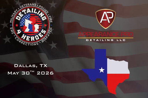 Honored to announce that Appearance Pro Detailing LLC⁠  will be  participating in the “Detailing 4 Heroes” event in The Colony, TX 🇺🇸
On May 30th, 2026, our team will be donating our time, skills, and passion to professionally detail a vehicle for one of our nation’s heroes. This event is dedicated to giving back to the men and women who serve our communities and country every day — including military, veterans, police, fire, EMS, corrections, and dispatch personnel.
For us, detailing is more than making vehicles shine — it’s about making an impact and showing appreciation where it’s deserved most. We’re proud to represent Dallas and honored to be part of something bigger than ourselves.
🇺🇸 The Colony, TX
📅 May 30th, 2026
#AppearanceProDetailing #Detailing4Heroes #SupportOurHeroes #DallasTX #AutoDetailing Veterans FirstResponders Military Police Firefighters EMS GiveBack TexasDetailers