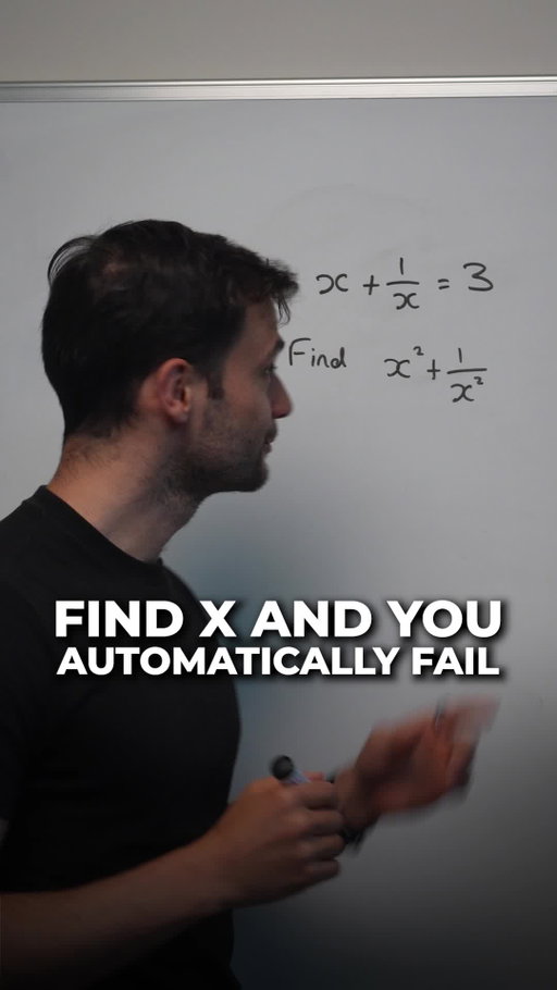 Look for symmetry before solving. A quick square turns a messy problem into a simple answer.
