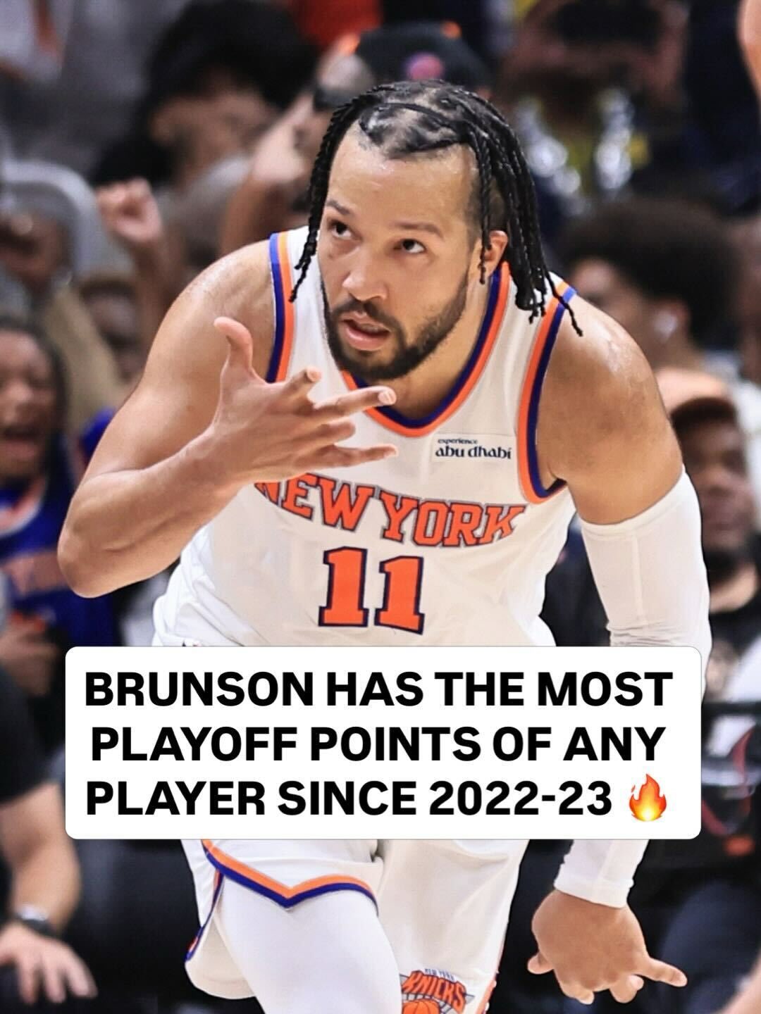 Total playoff points scored since 2022–23: @jalenbrunson1 (1,476), Nikola Jokić (1,466), Jayson Tatum (1,383), Jaylen Brown (1,330), Jamal Murray (1,216) 👏  The NBA Playoffs presented by @google NYK/PHI East Semis Game 3 is tonight at 7:00pm/et on Prime