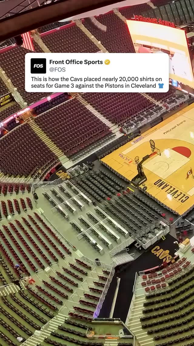 The Cavs laid out 20,000 shirts for fans ahead of Game 3 against the Pistons in the Eastern Conference Semifinals at Rocket Arena 👕🏀