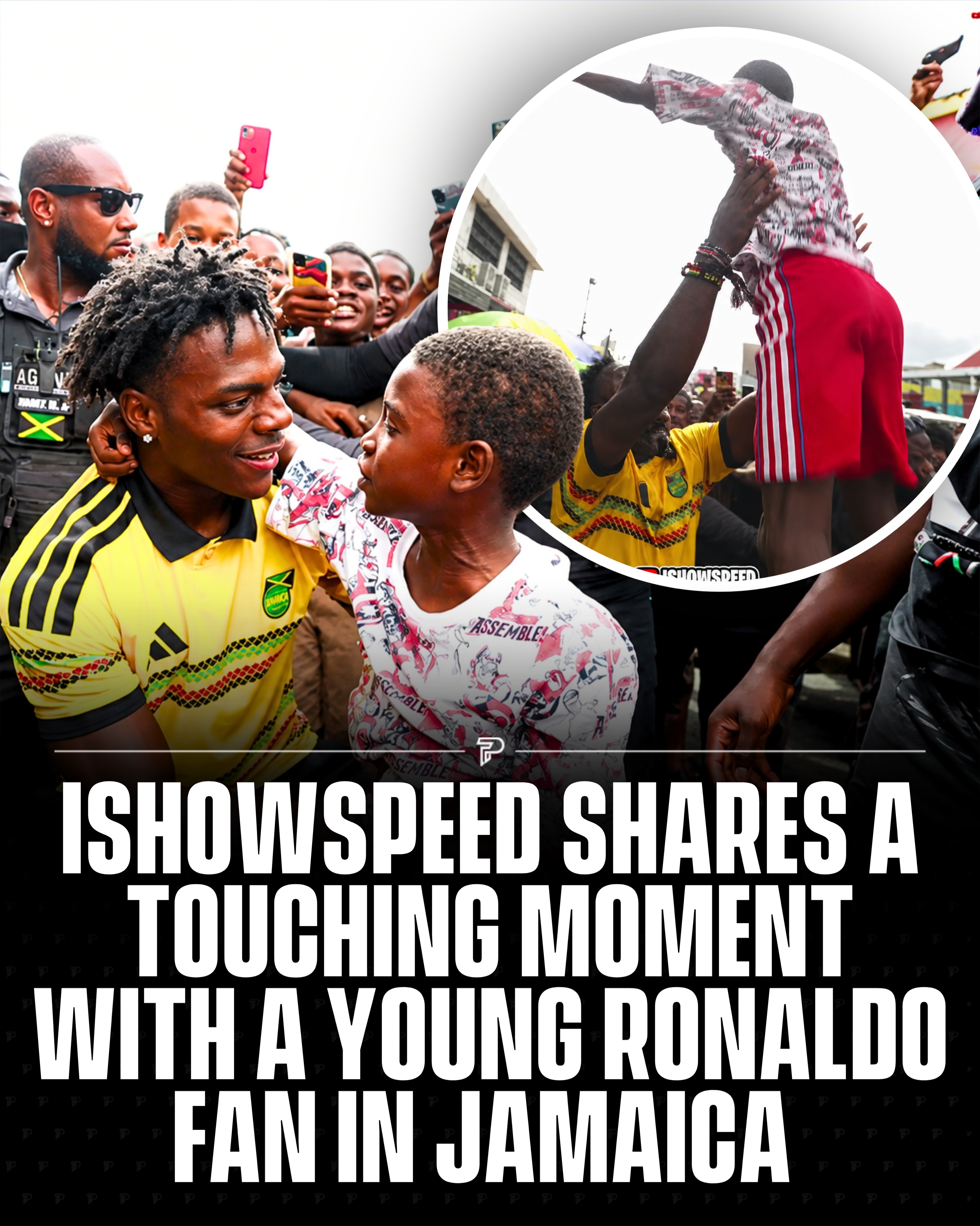 During the Jamaica leg of IShowSpeed’s Caribbean IRL streaming tour, he met a young fan named Cristiano Ronaldo, who was also one of his subscribers, and the two shared a wholesome moment together on stream.

-
#viral #pubity