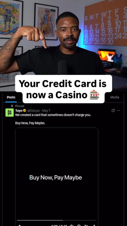 This startup is building a cash card that might pay for your transactions…

Basically adding gambling mechanics to a credit card/bank card. 

Finance startup Tuyo recently released a credit card with the simple marketing pitch: "Buy now, pay maybe." The company alleges that sometimes, when you do a transaction, there is a chance that they will pay for the transaction, effectively creating a world where your credit card has a gambling mechanic built in.

This is probably one of the worst things that could happen to personal finance. 

#startup #finance #venturecapital #brycent #news