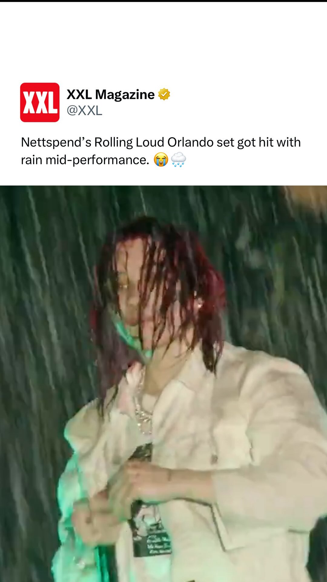 Nettspend’s Rolling Loud Orlando set got hit with rain mid-performance. 😭🌧️