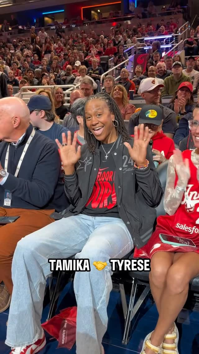 Indy hoops in the building!

Tyrese Haliburton and @indianafever legend Tamika Catchings showin’ support for the Fever’s first regular-season game at home 🫶

DAL-IND I ABC I WNBA Tip-Off 2026 presented by @carmax
