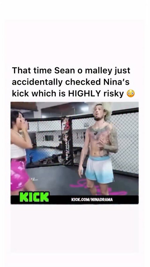 What started as a playful sparring session between Sean O’Malley and Nina Drama instantly turned into a viral MMA moment after O’Malley reflexively checked one of her kicks 😳

For fighters, checking kicks is second nature, but it’s usually avoided during light sparring since the impact can go wrong quickly if the timing connects the wrong way. The reaction from both of them right after made it clear neither expected it to happen.

O’Malley later joked that it was pure muscle memory from years inside the cage, while fans online started debating whether it was harmless instinct or something that should never happen in casual training.

#ufc #mma #seanomalley #ninadrama #fighting