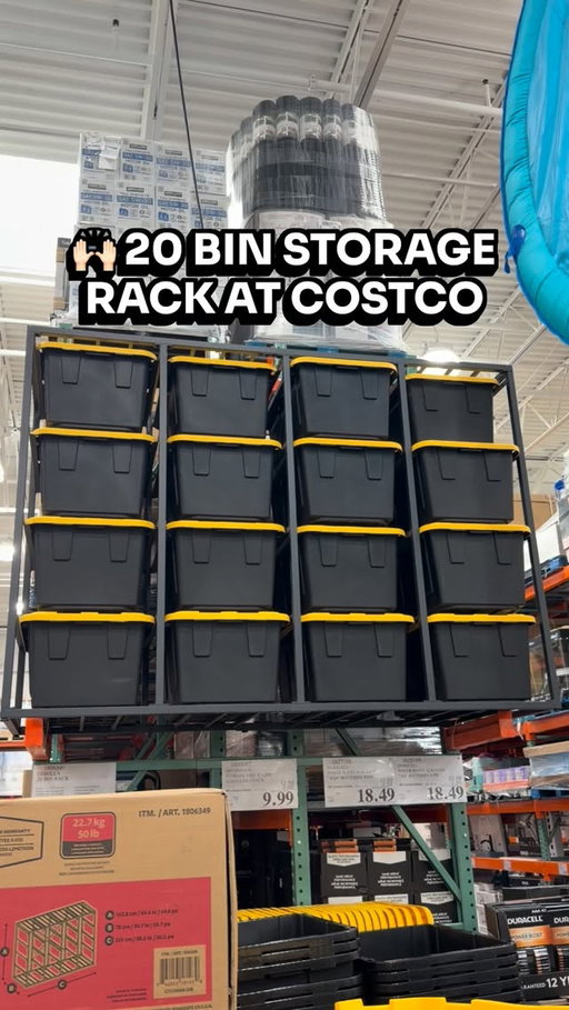 🗂️ This Gorilla 20 bin rack at Costco is seriously satisfying to look at! Perfect for garage storage, holiday decor, tools, sports gear, or finally organizing all those random bins piling up at home 😅🛠️ I love that it holds 20 bins and gives everything a cleaner setup without taking over the whole garage! ($279.99) #Costco #CostcoFinds #GarageOrganization