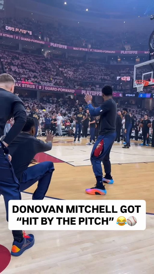 The @cavs pregame baseball ritual ended with @spidadmitchell charging the mound 😆 DET (2-0) CLE • Game 3 on NBC & Peacock • LIVE NOW <link in bio>