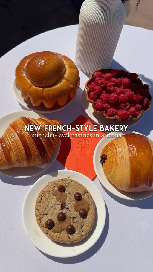 🇫🇷🥐 SABLÉ is a new French boulangerie from Gilbert native Will Porter, who trained in the South of France, worked with world class pastry chefs in Paris, and even spent time in Dubai before bringing everything back home.

This space is built on craftsmanship and precision. They use 100 percent French flour and are the first company in the U.S. to import from this specific mill in France. Even the butter is sourced from France near Lyon, a region known for its pastry tradition.

The menu is intentionally small with just 7 items, focused on doing a few things extremely well. Classic croissants and pain au chocolat stay traditional with no bicolor versions, just pure French technique. They will also have pain suisse, brioche tête, gourmet chocolate chip cookie, baguette, and vanilla flan. Plus a simple coffee program with lattes and hot chocolate. 

✨Grand opening is next Wednesday, May 13! Their hours will be 8am to 3pm (Wednesday - Sunday). 

@sable_boulangerie 
📍228 N Gilbert Rd, Gilbert, AZ 85234