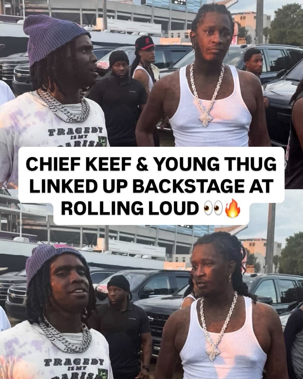 #ChiefKeef and #YoungThug reconnected while backstage at Rolling Loud 🔥

📸: @queenbobbypin