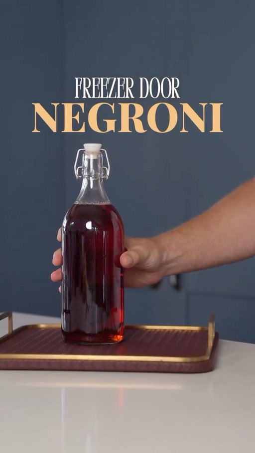 Freezer Door Negroni: SAVE THIS FOR LATER!

What you’ll need:
- 10 oz Gin
- 10 oz Sweet vermouth ( I like Carpano Antica)
- 10 oz Campari
- Top with water (4oz)

Combine in 1L bottle and store in the freezer.

To serve:
Pour Over Large Cube. Rocks Glass. Orange peel.

Comment “HOST” and I’ll send you my 5 favorite freezer door recipes! 🥃

#freezerdoorcocktails #negroni #partydrinks