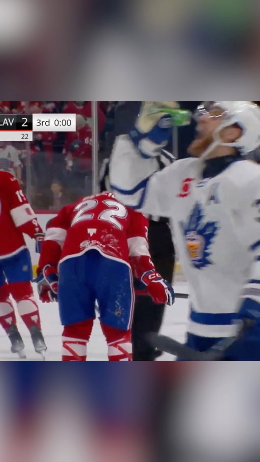 Rocket fans threw beer cans on the ice after being eliminated by the Marlies. Dakota Mermis picked up one of the cans and drank it. 

🎥: FloHockey | #LeafsForever