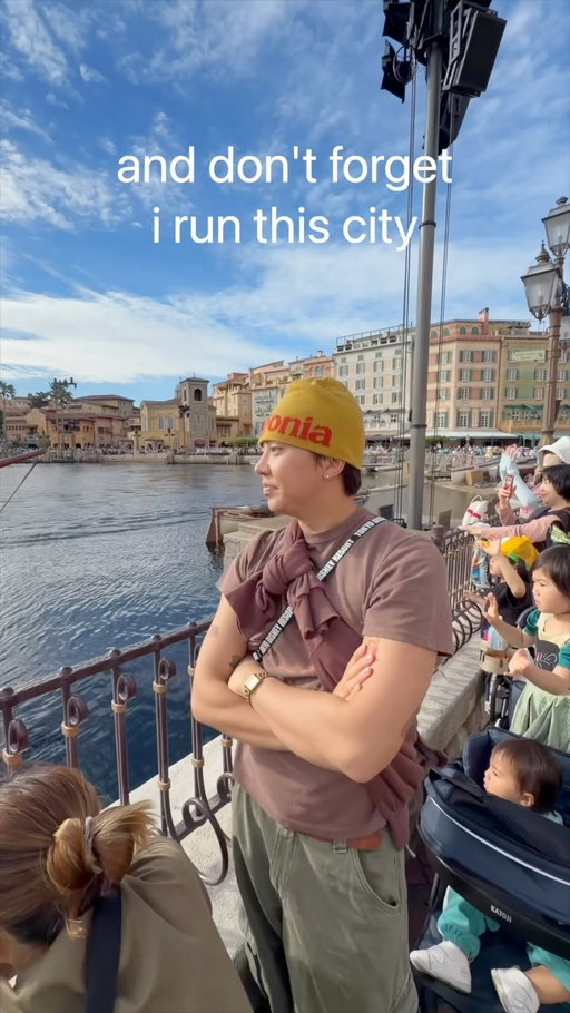 My back hurts from carrying this whole city 😫🇯🇵 New “MANSION” video out nowww! Linkin bio! 👀 #tokyodisneysea #lifeinjapan #fantasysprings #grandchateau #irunthiscity
