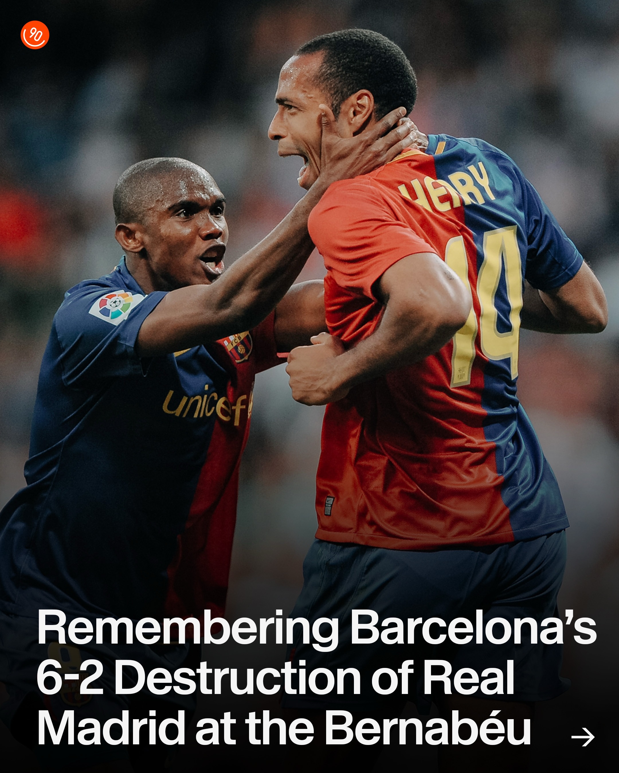 Tonight, Barcelona can win La Liga by getting a result at home to Real Madrid. That puts us in mind of another decisive clash between the two: the May 2009 Clasico in Pep Guardiola’s first season, when Barca simply ripped Real to pieces in their own backyard. 

Madrid were 19 games unbeaten heading into the game since losing at the Camp Nou, naturally. They’d won 18 of them. All the pressure was on Barca who were apparently losing their grip having managed a meagre 0-0 at home to Chelsea days earlier. But the Blaugrauna were merciless at the Bernábeu, as if they’d let Real catch up merely to set the stage for this destruction.

Braces for Henry and Messi, a centre-back double from Puyol and Piquet. 2-6 all told. The title was all but Barca’s but even that felt secondary. Their statement of other-worldly dominance over their great rivals meant much more. Days later, that tricky Chelsea tie was overcome too… in the very last second. Pep Guardiola’s definitely had worse weeks.