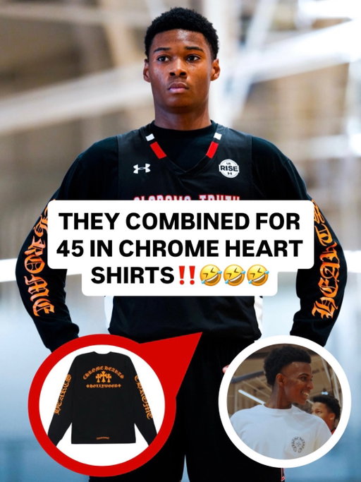 Braylen Alexander and Xavier Beavers both wore Chrome Heart T-shirts in a Made Hoops tournament and combined for 45 total points‼️ Braylen ended with 34 and “Zay” ended with 11. They went off in the Chrome Hearts 🤣🤣🤣