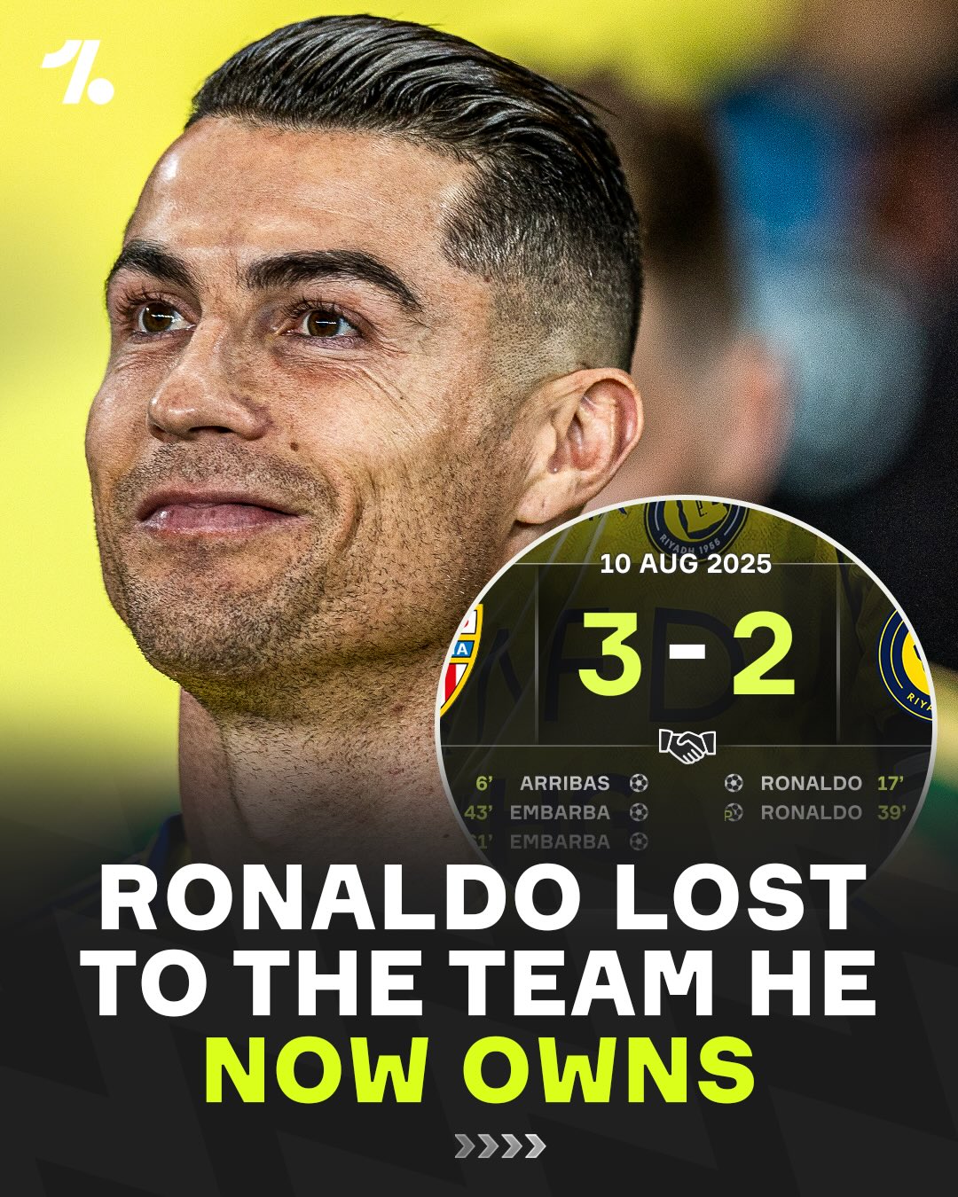 A lot change in the space of a season... back in August, Cristiano Ronaldo scored a brace as Al-Nassr were beaten 3-2 in a friendly vs Segunda Division side UD Almería... 

Fast forward to May and Ronaldo is the majority owner of Almería and the club look destined to return to LaLiga under his ownership 💰📈