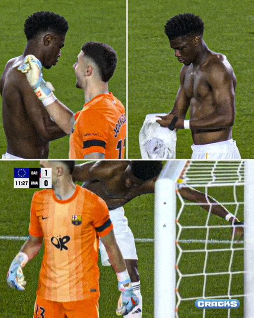 😂 MOMENTO INSÓLITO EN EL CLÁSICO

👀 Tchouaméni se quitó la camiseta interior antes de un córner

🗣️ Joan García reaccionó de inmediato y le pidió al árbitro que le sacara tarjeta amarilla

🟡 ¡EL ÁRBITRO NO LE SACÓ NADA!