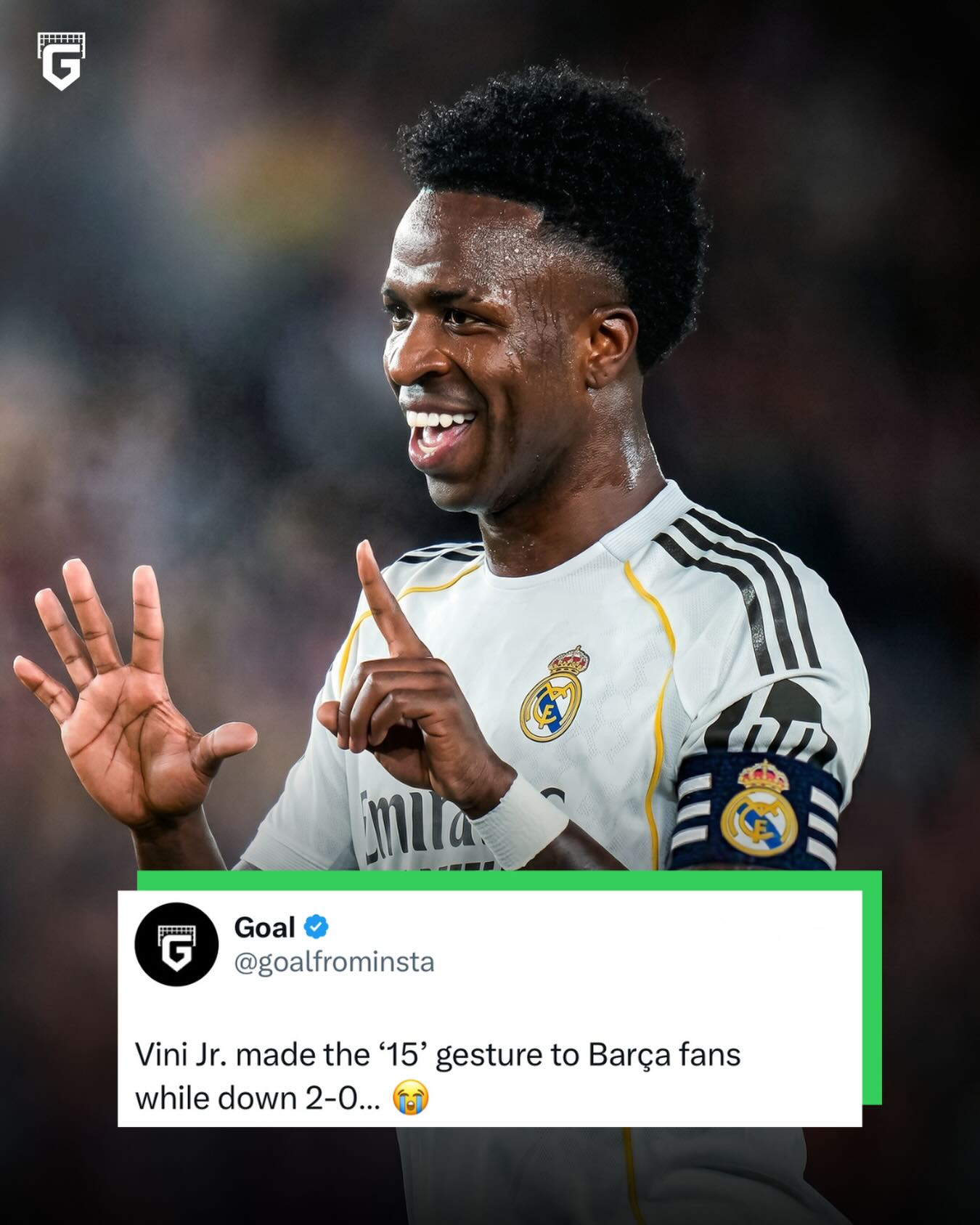 Vini Jr reminded Barca fans of Real Madrid’s 15 Champions League trophies after being whistled, booed, and mocked the entire first half... 😳

📊 Vini Jr. in the first-half vs Barca:

5/9 passes completed
0 shots on target
1 chance created
1 dribble
3/5 duels lost
2 fouls committed
1x dispossessed