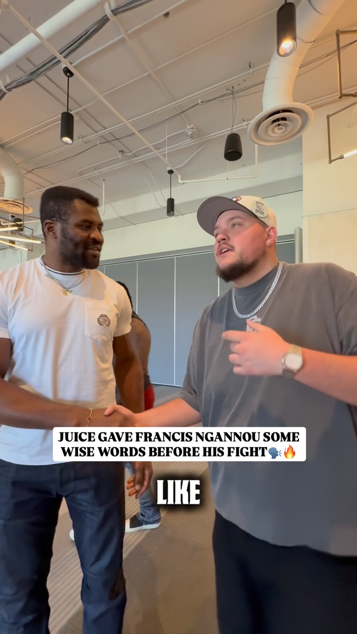 @ohthatsjuice__ took the time give @francisngannou some advise before his fight this SATURDAY🗣️🔥

——— 
Saturday, May 16th
LIVE only on Netflix
Intuit Dome - Los Angeles, CA
#RouseyCarano #NgannouLins #DiazPerry