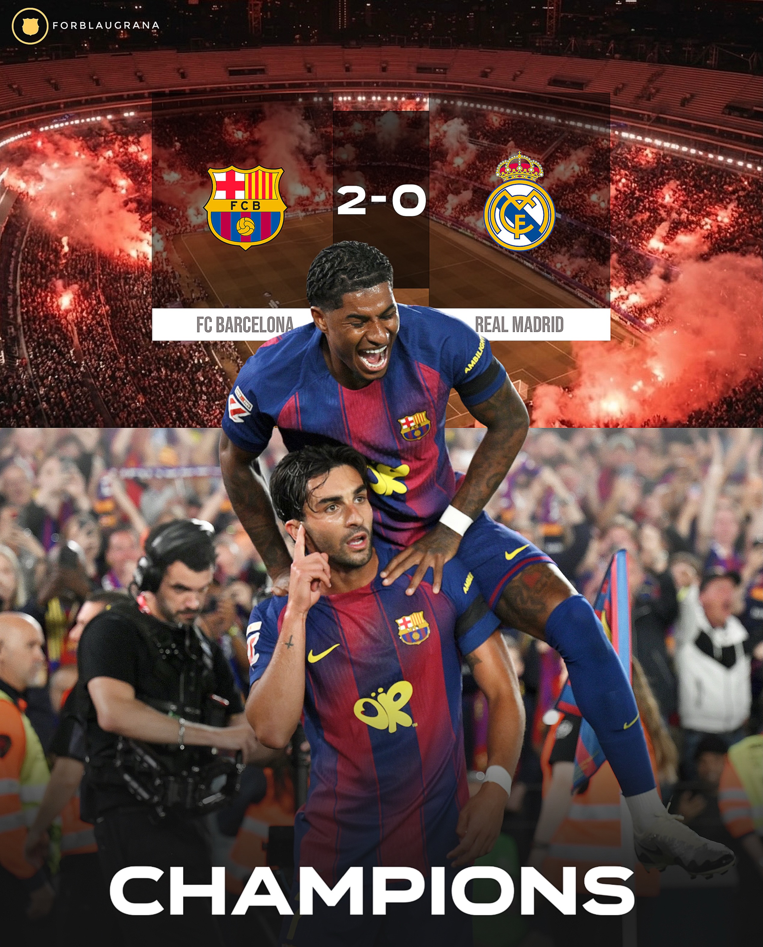 🏆 | HISTORICAL, FC BARCELONA BECOMES LA LIGA CHAMPION IN THE MIDDLE OF EL CLASICO!

WE HAVE DONE IT, THIS IS THE FIRST TIME EVER THIS HAPPENS! 🌟