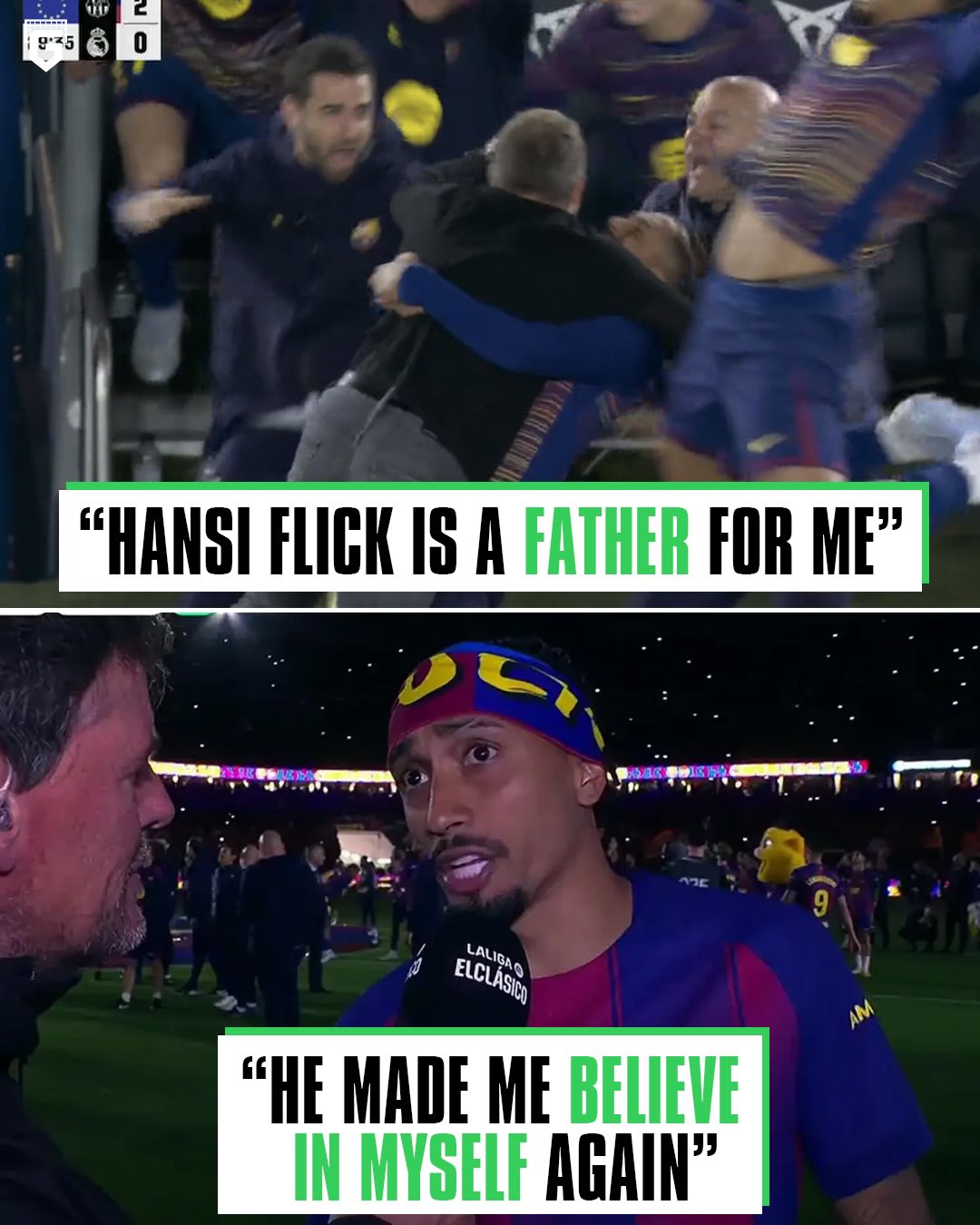 Raphinha and Hansi Flick both shared some touching words following their La Liga triumph ❤️

🗣️ Raphinha: “For me, Hansi Flick is a FATHER!”

“He is the one who has made me believe in myself again.” ❤️

Hansi Flick’s father passed away today, hours before the title deciding match against Real Madrid. He showed such character and strength today to continue to be with his team… 🫂

🗣️ Hansi Flick: “I will never forget this day. I love these players, I love this team, the fans are fantastic. I am so happy.”

“It was a difficult day for me” 🥹