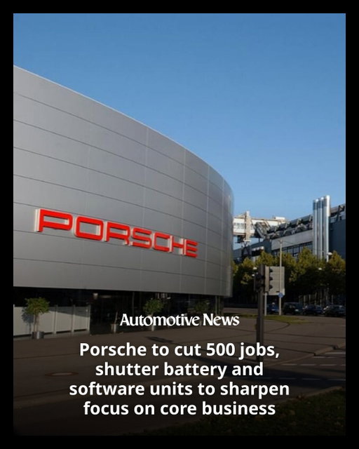 Porsche will cut more than 500 jobs and exit three non-car-making business lines as the company refocuses on its core luxury vehicles amid mounting pressure from U.S. tariffs and slumping profits.

Porsche said its Cellforce battery cells developer, Cetitec data communication software company and electric bike performance business will be discontinued.

Cellforce no longer has a sufficiently viable long-term perspective while Cetitec has been impacted by the changed market environment and development scopes, Porsche said. The electric bike performance business faces fundamentally changed market conditions, the company added.

#Porsche #automotive #autoindustry