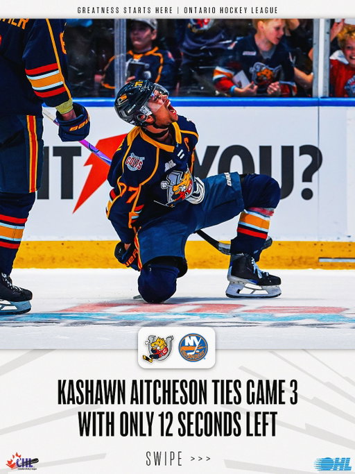 KASHAWN CLUTCHESON🚨

The @barriecoltshockeyohl defenceman ties Game 3 with 12 seconds left in regulation!

#OHLChampionship | #KITvsBAR