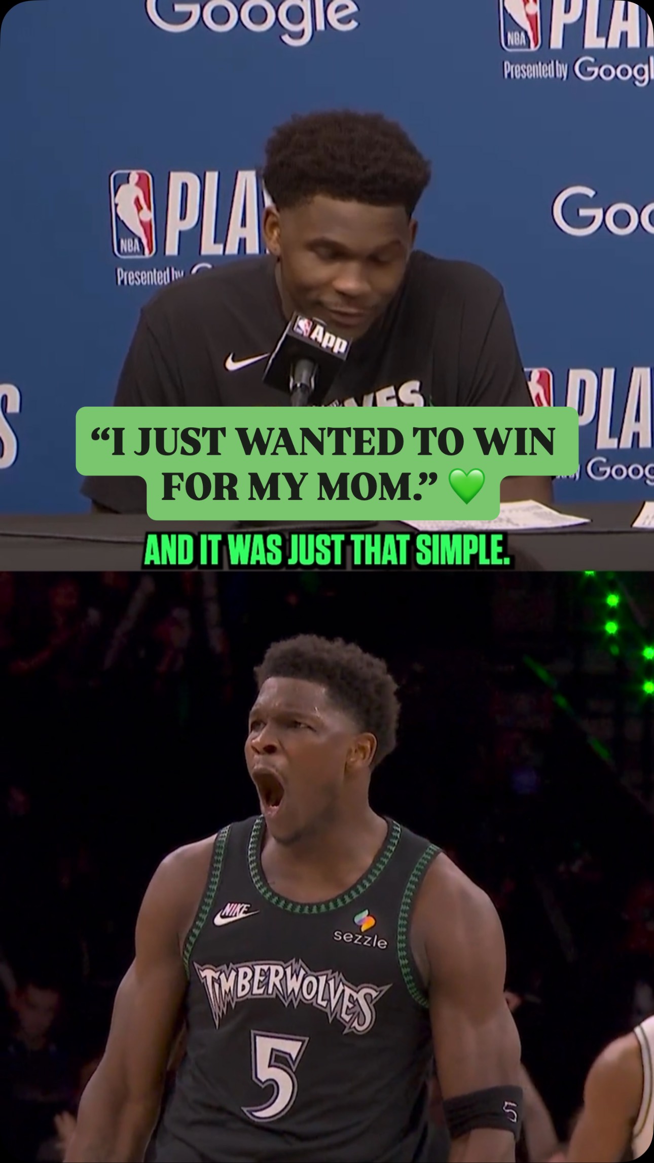 Anthony Edwards earned an emotional win on Mother’s Day in Game 4.