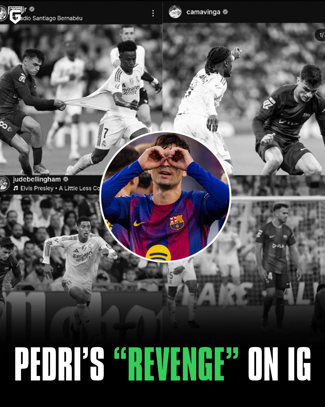 After Real Madrid’s win over Barcelona at the Bernabéu earlier this season, several Madrid players posted photos that included a losing Pedri👀

Now Pedri has responded on Instagram, posting photos featuring those same Real Madrid players who “mocked” him😬