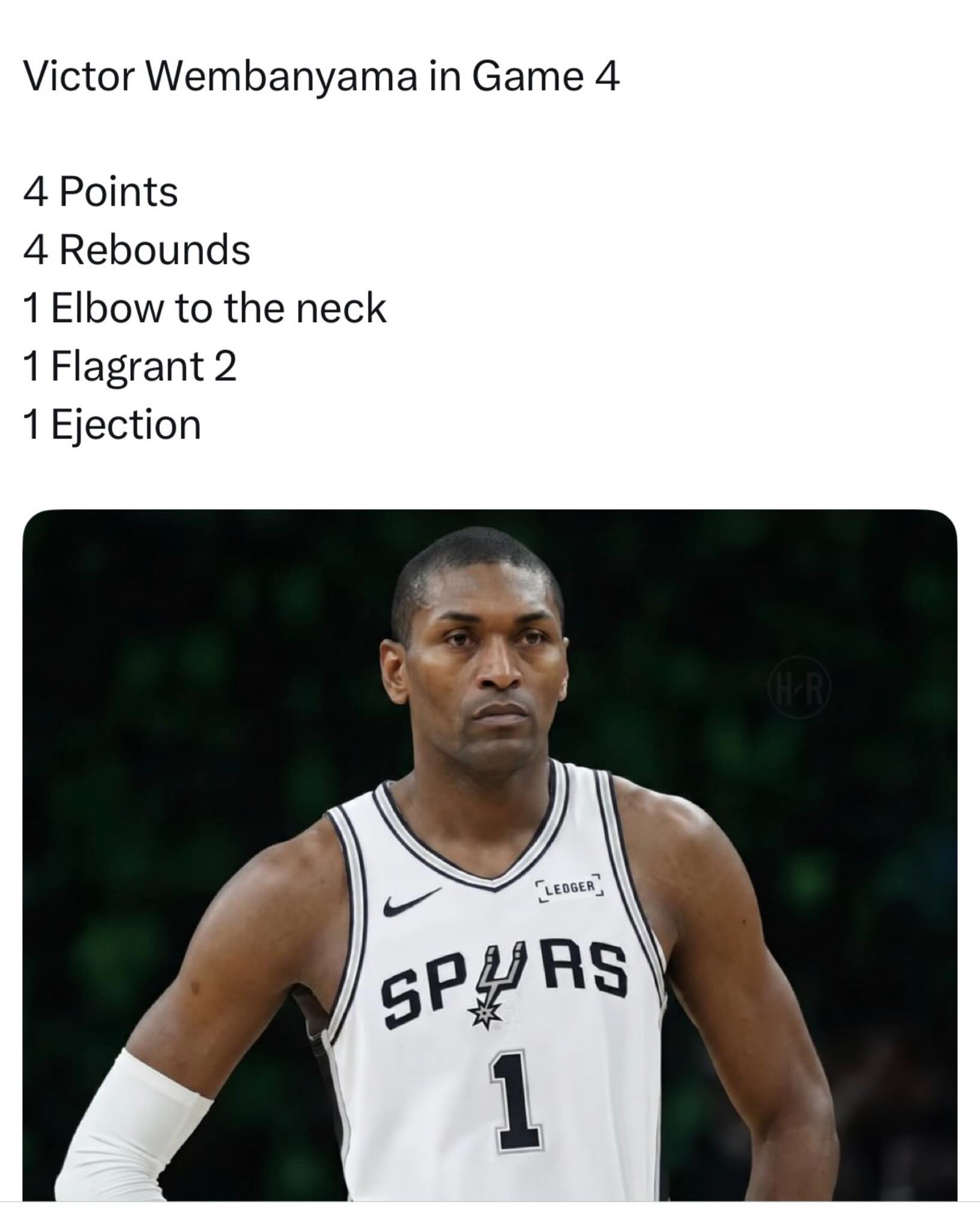 Wemby turned into Ron Artest last night 💀

He elbowed Naz Reid and was ejected early in the game.
