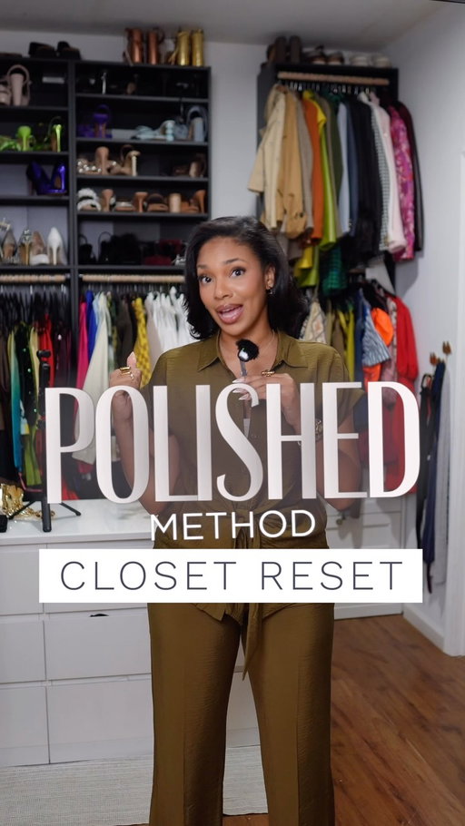 you don’t need to get rid of everything. you need to get honest about what’s actually working in your closet. 
this is step 5 of the polished method: the closet reset 🧚🏾‍♀️ but we don’t start with what to toss. we start with what you love and measure everything else against that.
i did my full closet audit on youtube (blazers, the whole system, every decision talked through) ✨ link is in bio if you want the deep dive.

👉🏼how many pieces in your closet do you actually reach for on a regular basis? give me a number. 👀