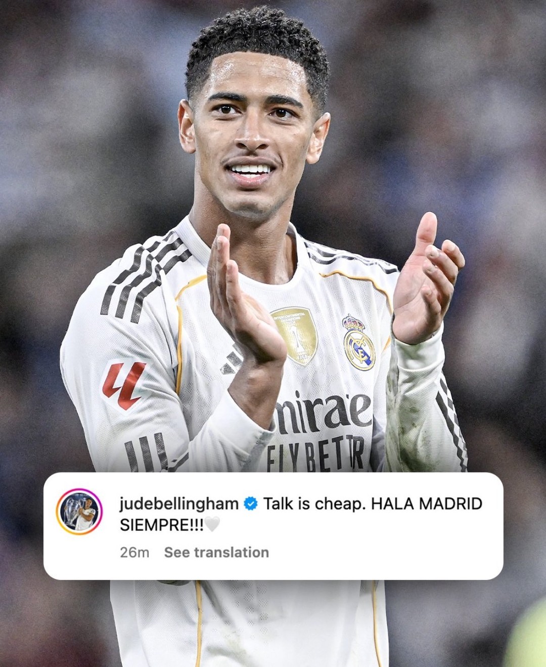 Jude Bellingham after Real Madrid’s ElClasico win in October: "Talk is cheap." 👀

Lamine Yamal just posted this to his story 😮