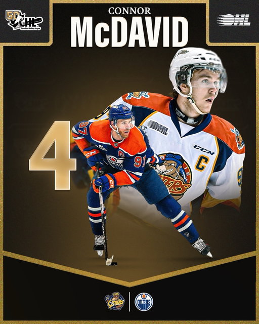 After an unforgettable three-year career with the @erieotters, Connor McDavid has transcended today’s @NHL as a member of the @edmontonoilers and now takes his place at no. 4 on the list of the CHL’s Top 50 players of the past 50 years! #CHL50