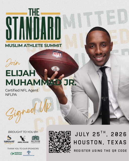 The Standard | Speaker Reveal

Elijah Muhammad Jr. is part of a new generation redefining what representation in sports can look like.

A certified @nfl agent, Elijah has quickly emerged as one of the most promising young agents in the game. His combination of athletic background, education, integrity, and professionalism is setting a new standard in an industry that rarely slows down.

His journey is proof that character, consistency, and clarity still matter.

“I am excited for this event because it is a huge need within our community. I am truly looking forward to sharing my insight but also learning from other Muslim athletes and business professionals in this space.”

The room keeps getting stronger.

Register to apply using the link in our bio.