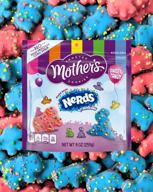 Introducing our NEW ultimate cookie candy mashup: Mother’s x @nerdscandy Sweet & Tangy Frosted Cookies! 🍪🌈⁣
 ⁣
Nostalgic frosted animal cookies + bold rainbow NERDS crunch = a colorful, sweet & tangy experience. Unleash Your Senses and find them at select @Walmart locations in June.✨